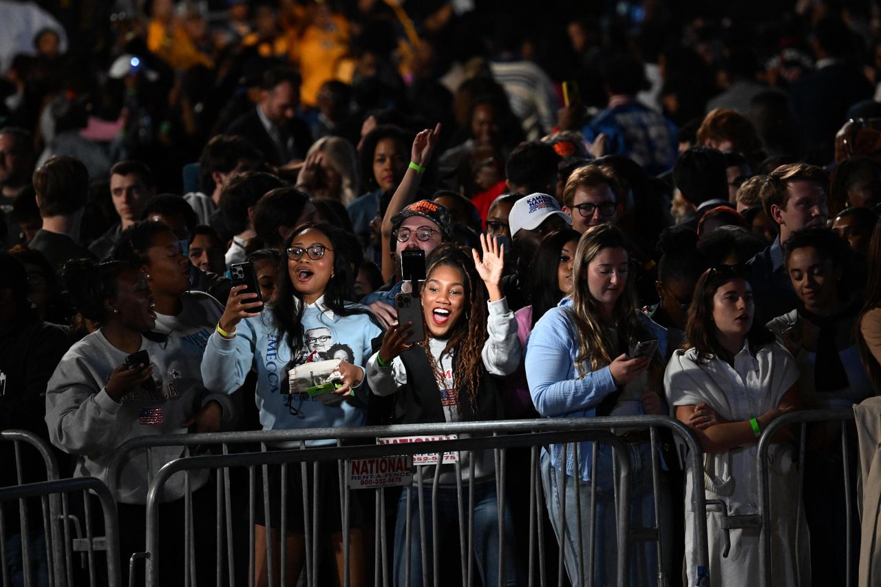 People wait in the crowd at Howard University in Washington, DC, on Tuesday, November 5.