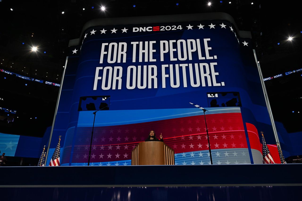 Rep. Alexandria Ocasio-Cortez at the 2024 Democratic National Convention at the United Center in Chicago on Monday, August 19.