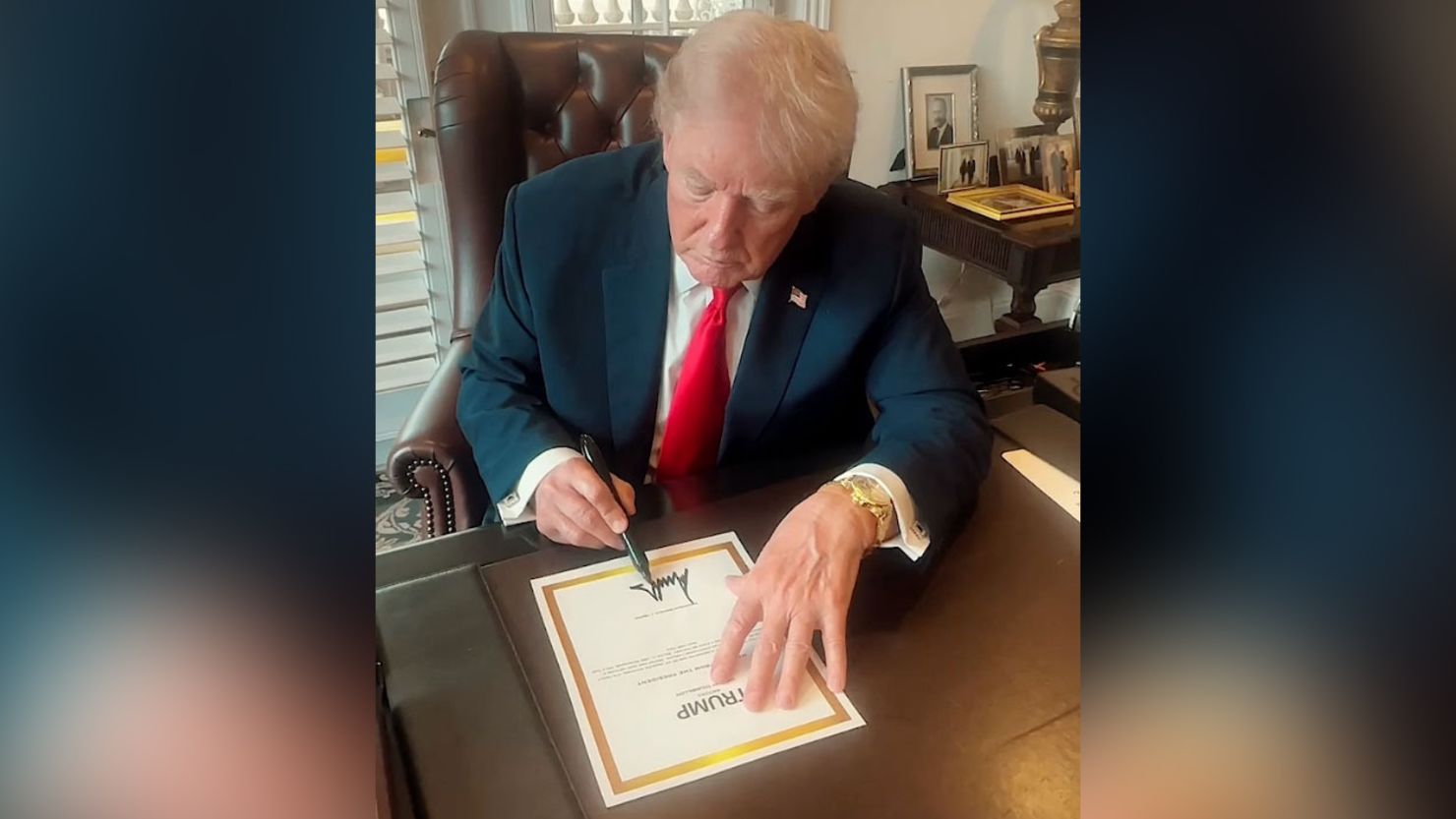 This still from video shows former President Donald Trump wearing a Trump Watch.