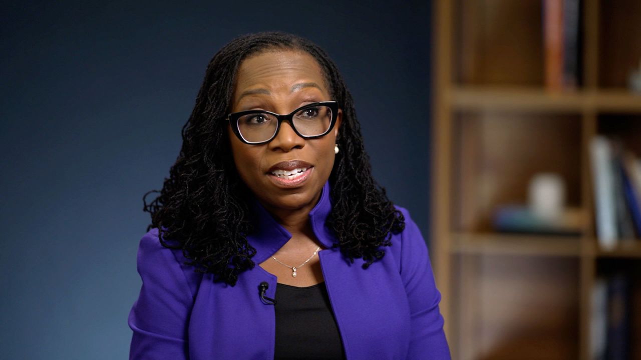 US Supreme Court Associate Justice Ketanji Brown Jackson speaks with CNN's Abby Phillip during an interview.