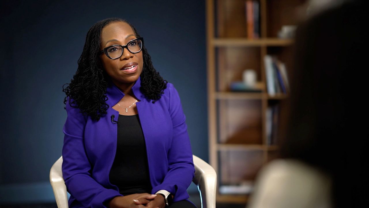 US Supreme Court Associate Justice Ketanji Brown Jackson speaks with CNN's Abby Phillip during an interview.