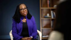 US Supreme Court Associate Justice Ketanji Brown Jackson speaks with CNN's Abby Phillip during an interview.