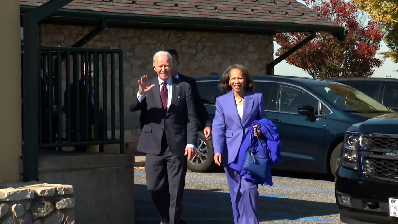 President Joe Biden and US senate candidate Lisa Blunt Rochester on Monday in Delaware.