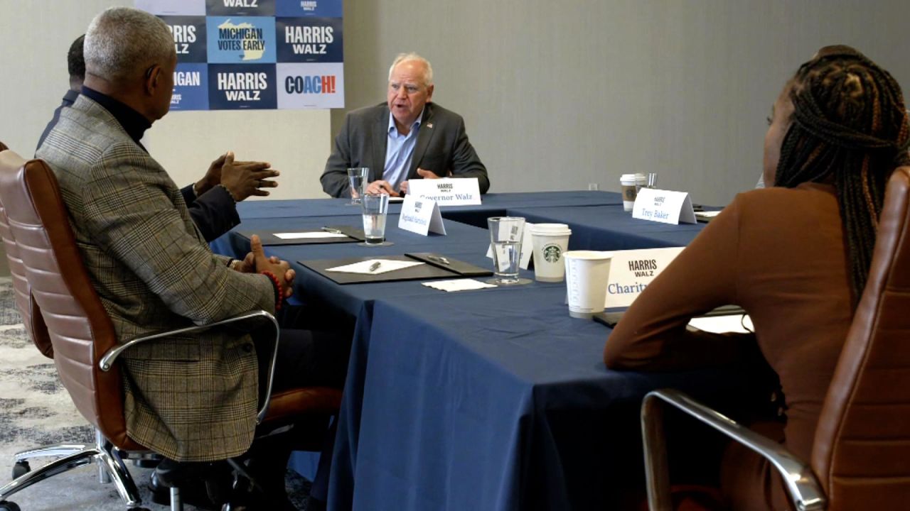 Minnesota Gov. Tim Walz speaks to Black voters at a roundtable in Detroit on Friday.