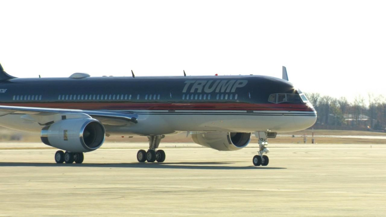 President-elect Donald Trump's plane lands at Joint Base Andrews in Maryland on Wednesday.