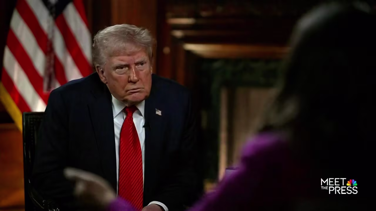 This still from video shows President Donald Trump during an interview with NBC News’ Kristen Welker in a Sunday show exclusive interview on Meet the Press on May 4. The interview took place on Friday, May 2.
