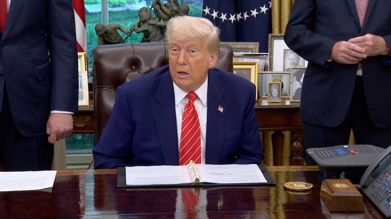 President Donald Trump speaks from the Oval Office at the White House on Thursday, May 8.