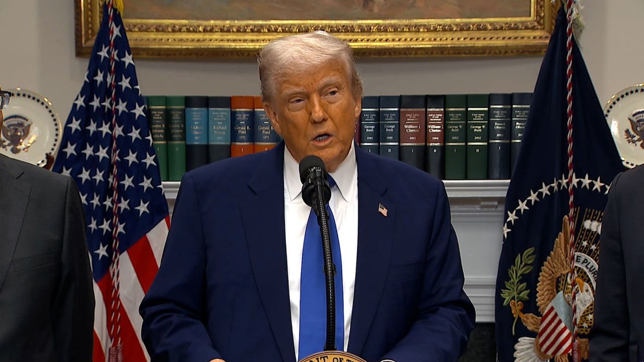 President Donald Trump speaks during a press conference on May 12, 2025, in Washington, DC.