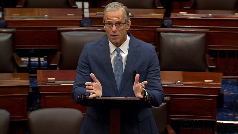 Senate Majority Leader John Thune speaks on the floor of the Senate on Monday, June 30, in Washington, DC.