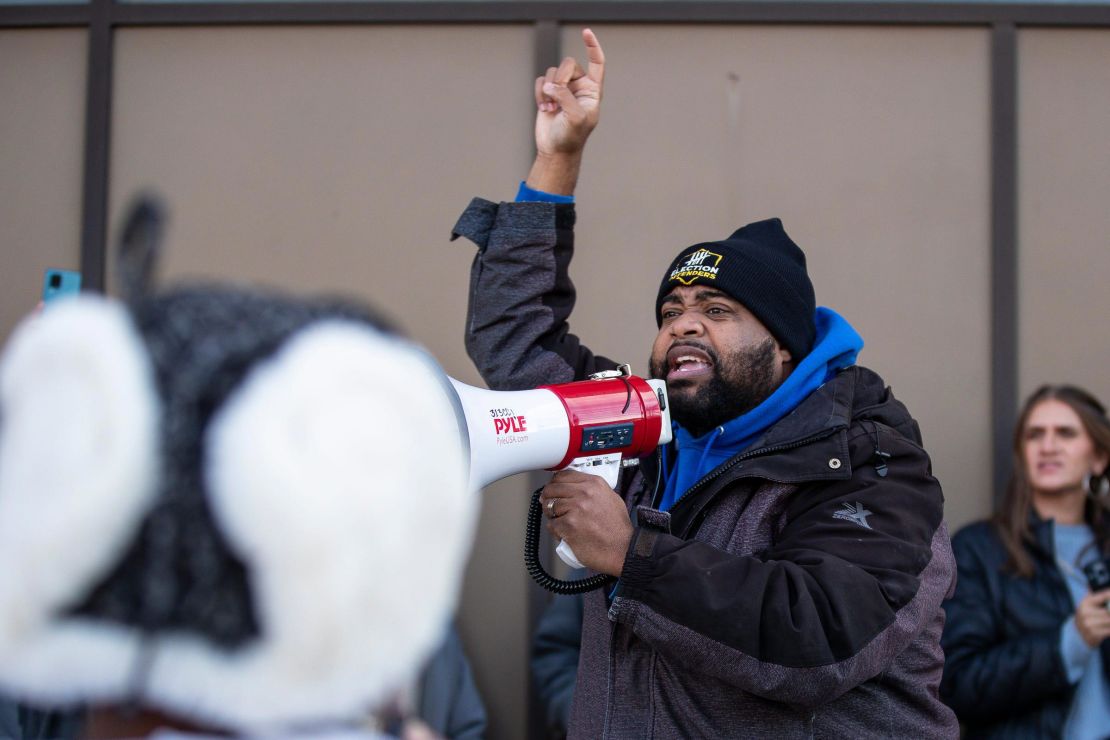 In this November 2022 photo, Donavan McKinney speaks as Wayne County Board of Canvassers meet in Detroit.