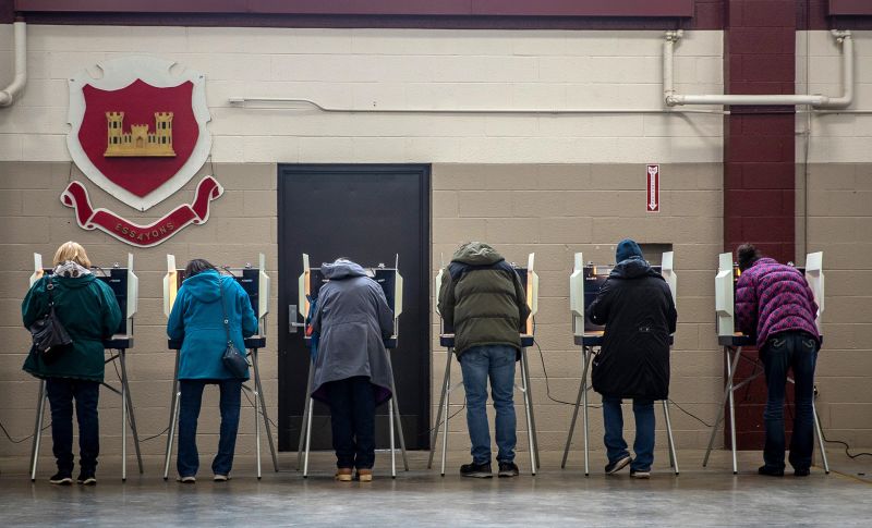 Wausau voters line up to cast their votes at the Wisconsin National Guard Armory in Wisconsin on Tuesday, April 2.