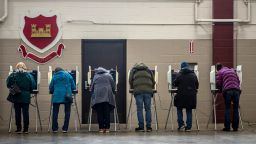 Wausau voters line up to cast their votes at the Wisconsin National Guard Armory in Wisconsin on Tuesday, April 2.