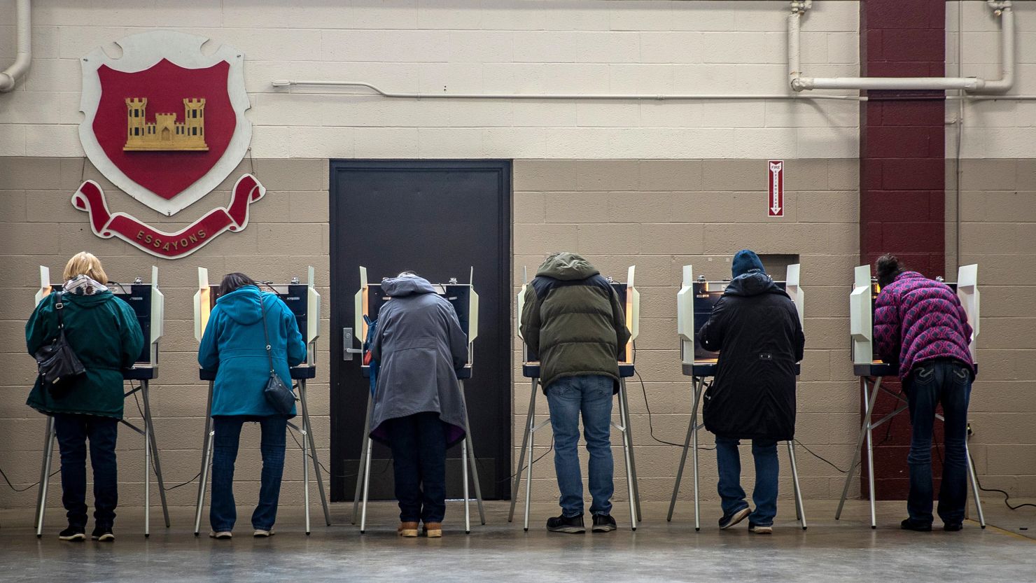Wausau voters line up to cast their votes at the Wisconsin National Guard Armory in Wisconsin on Tuesday.