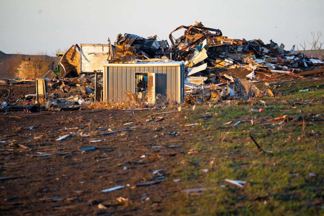 Tornado damage is seen in Minden, Iowa, Saturday, April 27, 2024.