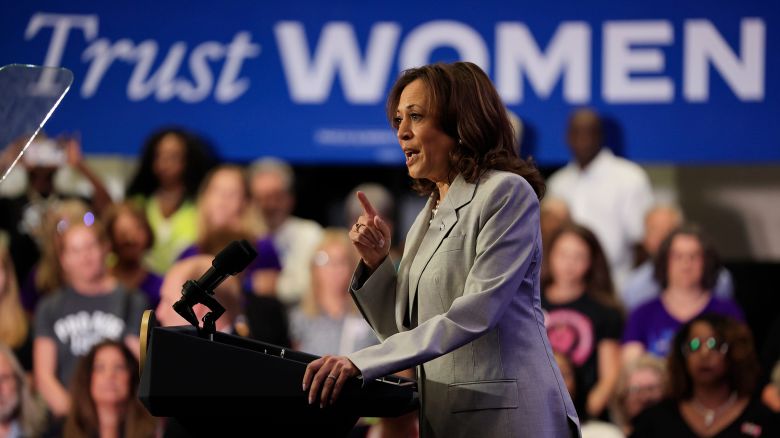 Vice President Kamala Harris speaks Wednesday, May 1 at the Prime Osborn Convention Center in Jacksonville, Florida.