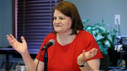 In this 2016 photo, Hannah Dugan speaks at a forum at the Milwaukee Bar Association in Wisconsin.