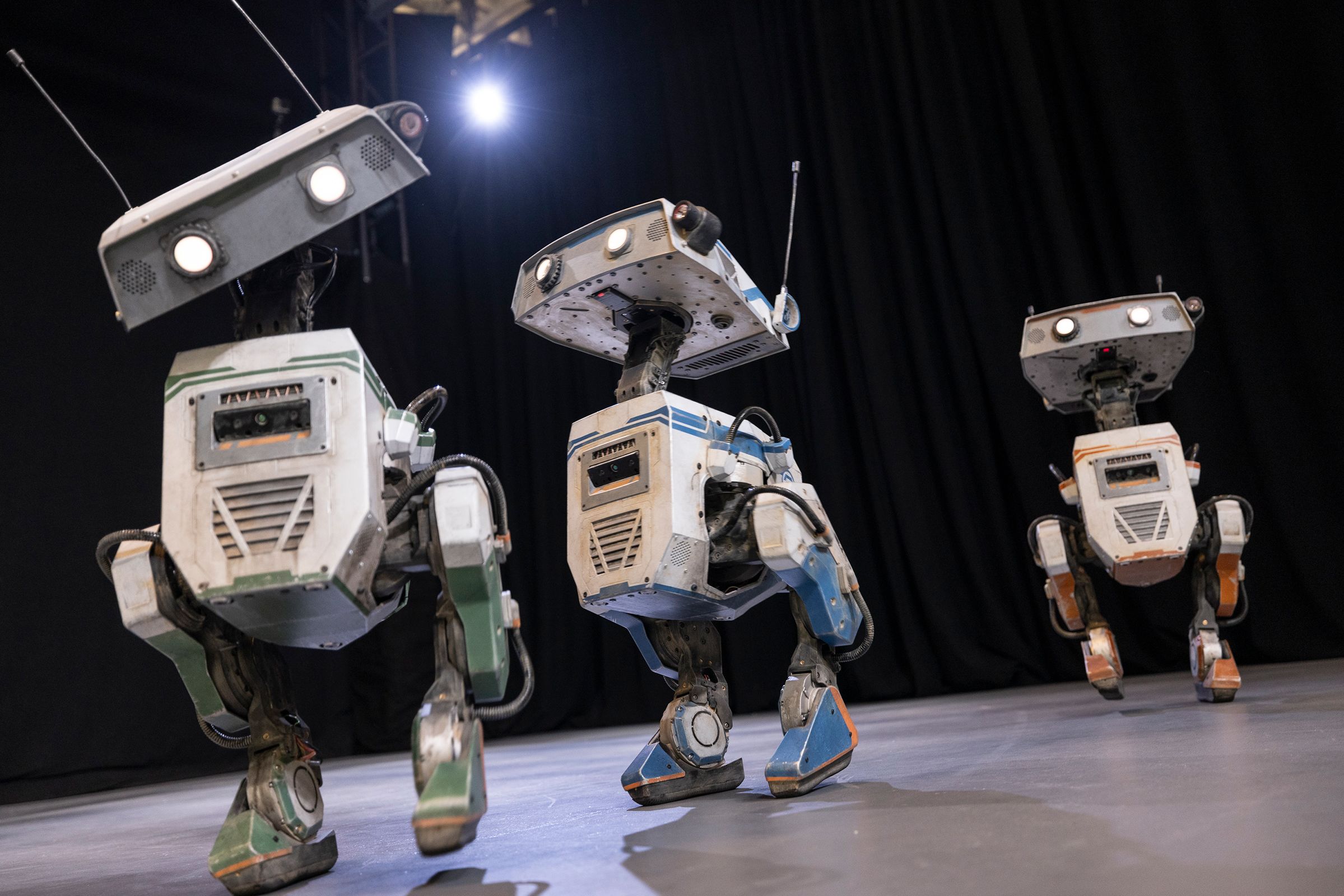 Research and development teams demonstrated “Star Wars” BD-X droids at an event on Tuesday.