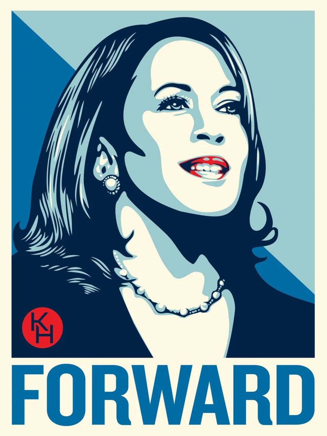 Poster dari seniman Shepard Fairey ini menunjukkan Wakil Presiden Kamala Harris.