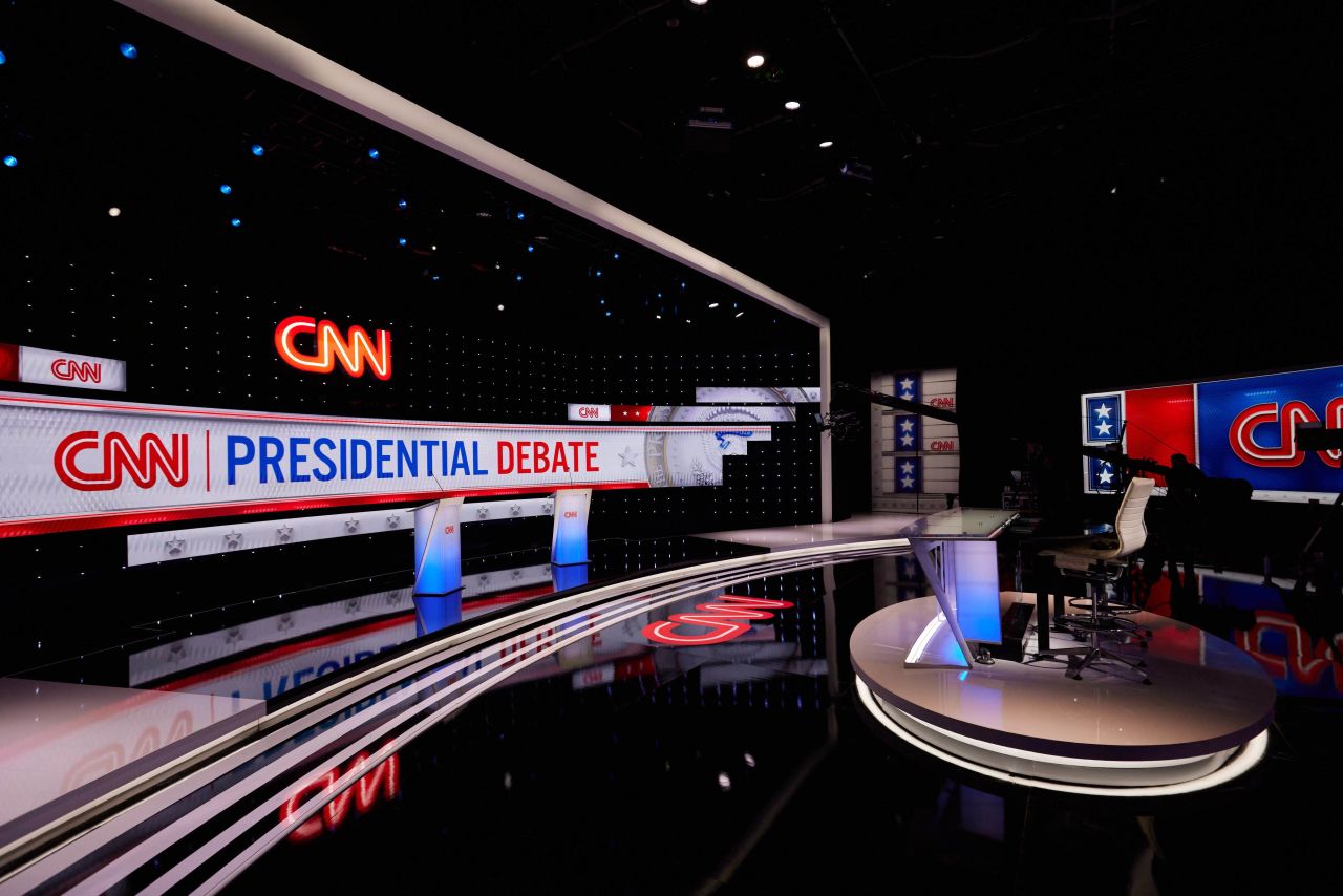 The debate stage ahead of the CNN Presidential Debate on Wednesday, June 26 in Atlanta.