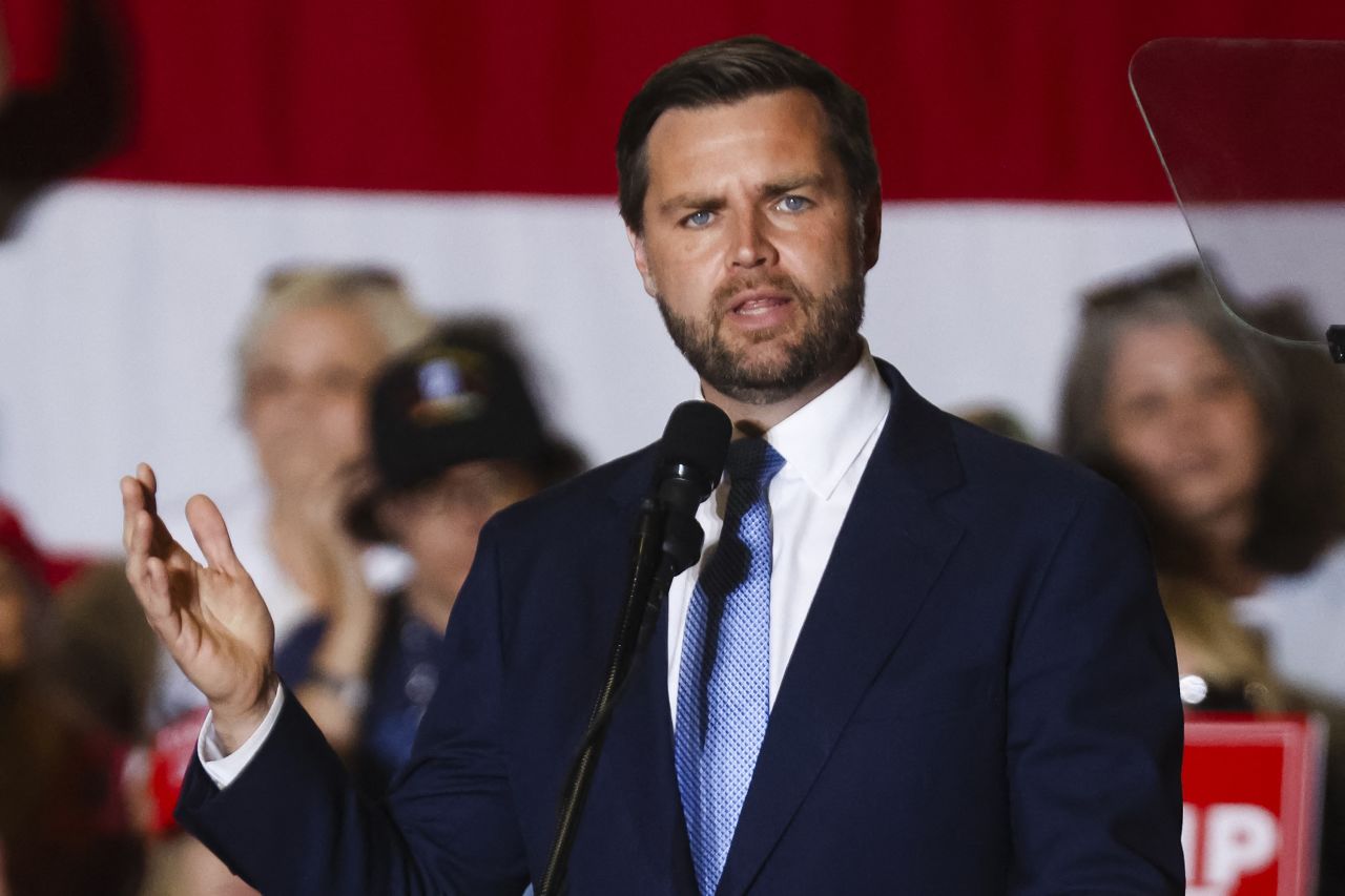 US Republican vice presidential candidate J.D. Vance speaks during a campaign rally in Henderson, Nevada, on July 30.