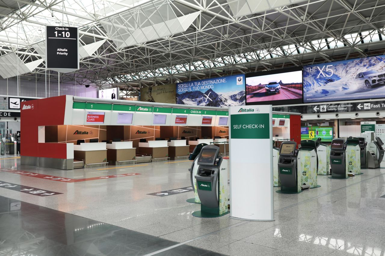 Terminal 1 of the Leonardo Da Vinci international airport of Rome Fiumicino is seen closed and deserted on March 17, 2020 in Rome, Italy.