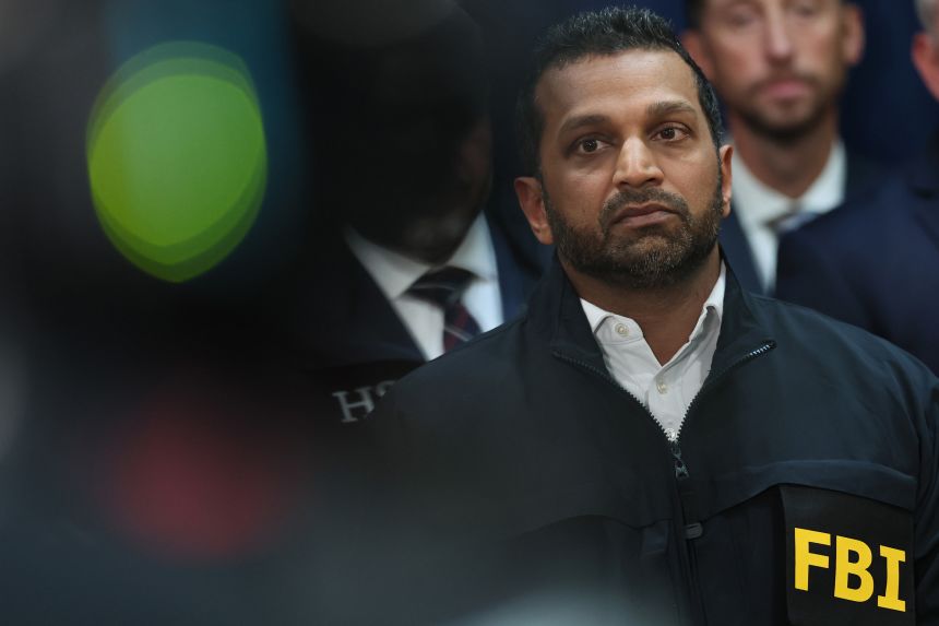 FBI Director Kash Patel looks on at a news conference on October 23 in New York City.
