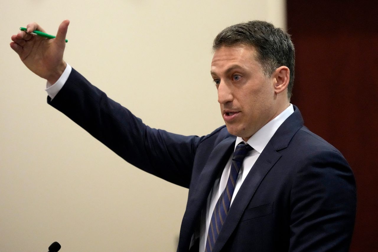 Attorney Alex Spiro speaks during Alec Baldwin's trial on July 10, in Santa Fe, New Mexico. 