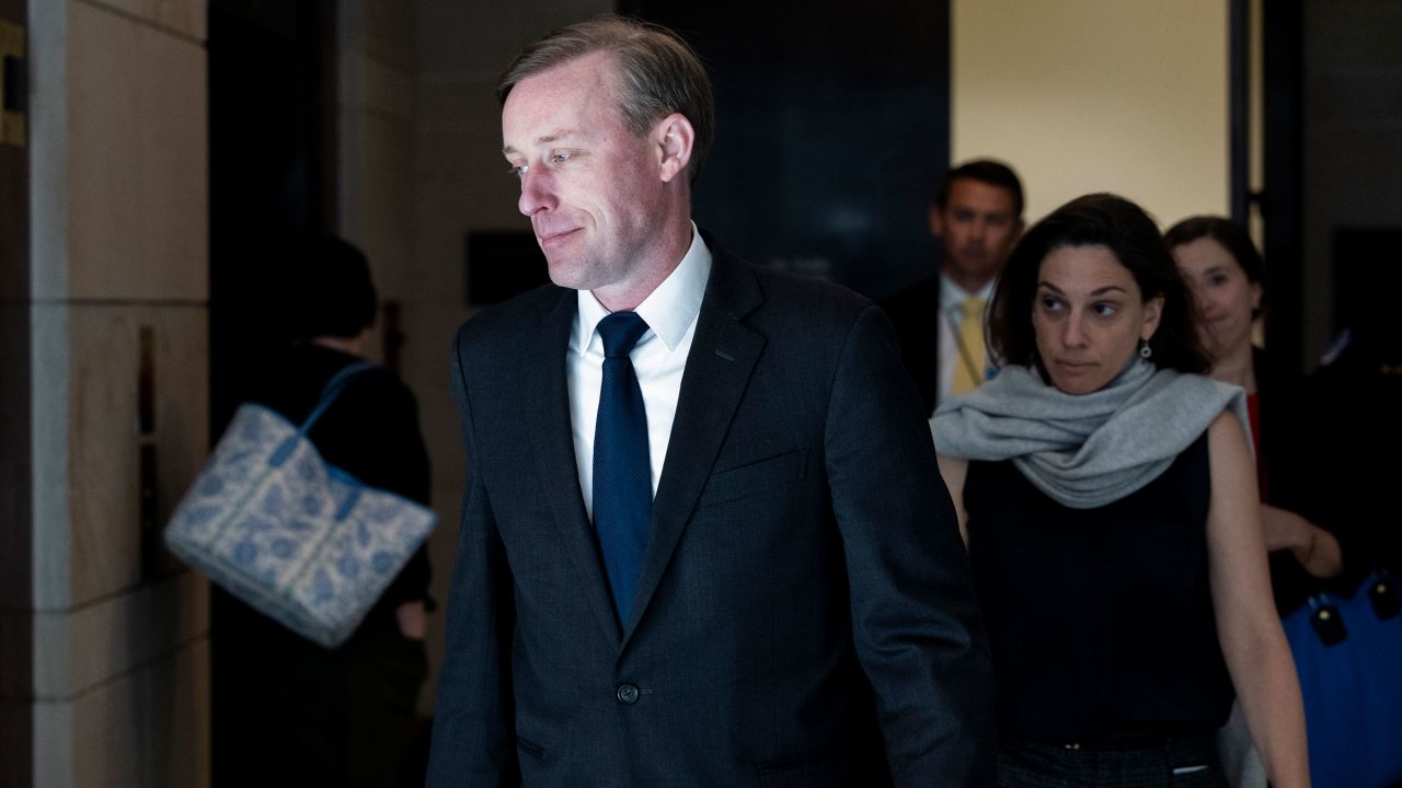 White House national security adviser Jake Sullivan leaves after a briefing for US senators at the Capitol building on September 7.