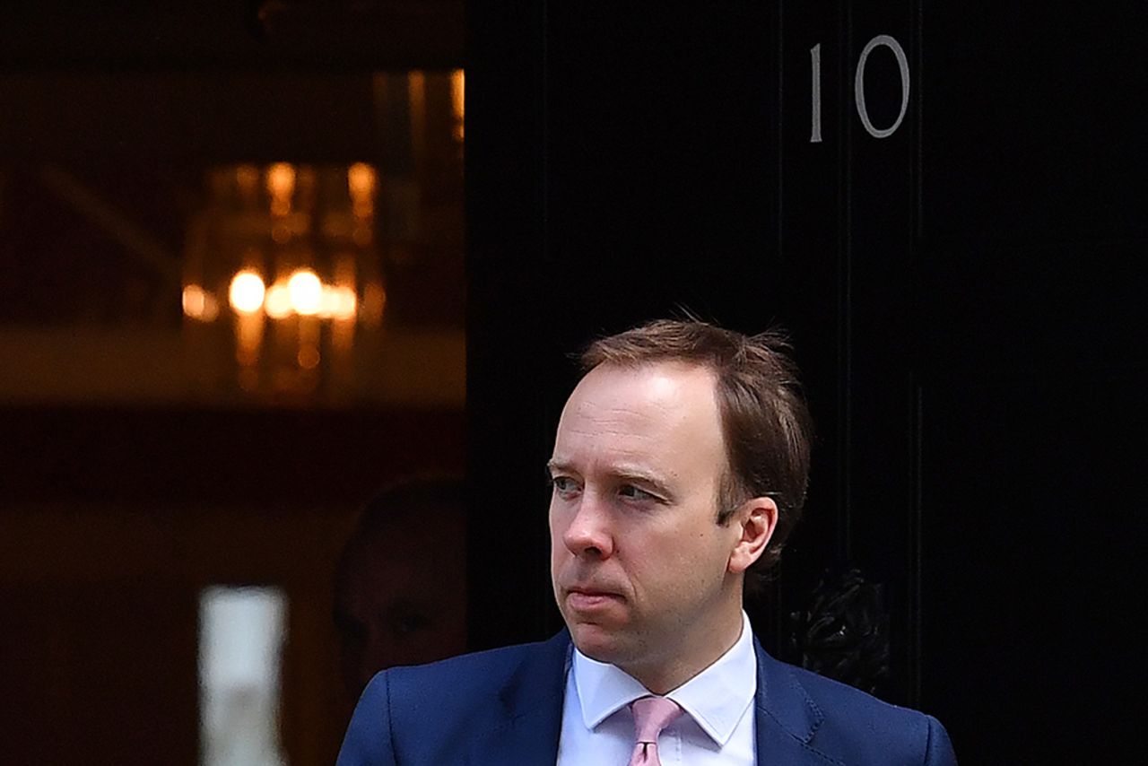 Britain's Health Secretary Matt Hancock leaves 10 Downing Street in central London on May 11 after attending a coronavirus briefing.