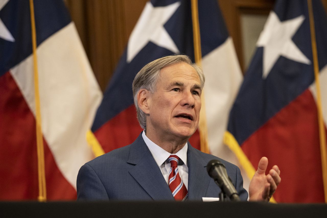 Texas Gov. Greg Abbott speaks at a press conference in Austin, Texas, on May 18.