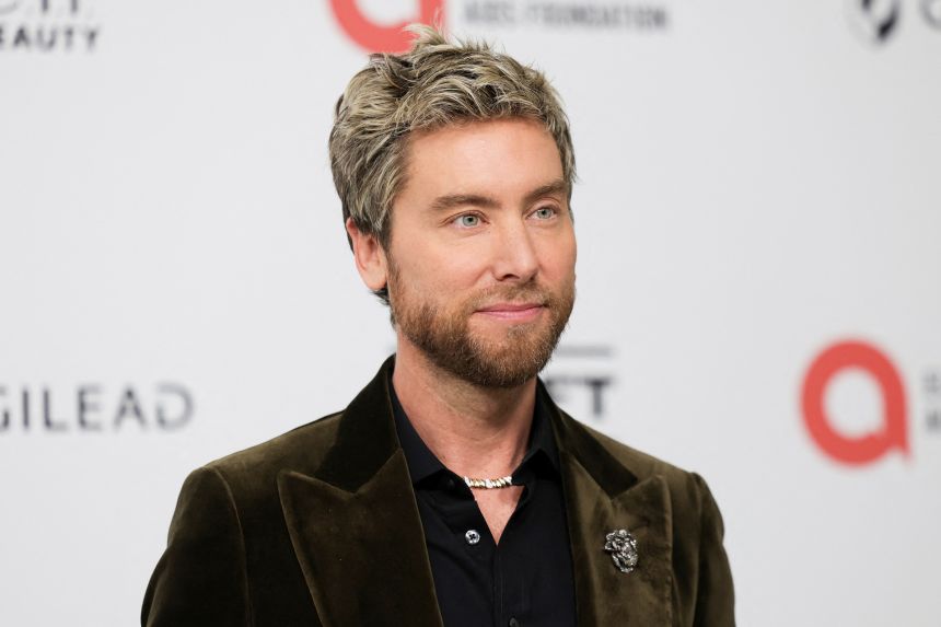Lance Bass attends the Elton John AIDS Foundation Academy Awards Viewing Party in West Hollywood, California, on March 2, 2025.