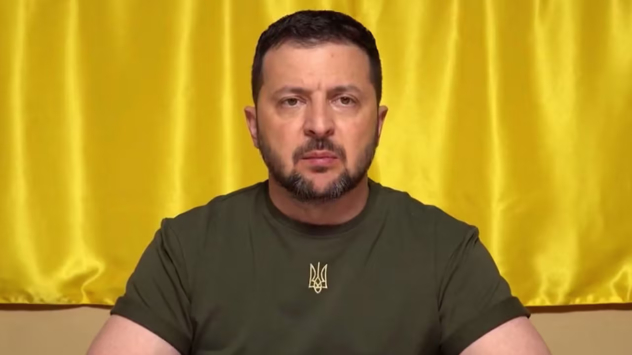 Zelensky speaks during his nightly address on Thursday, June 8.