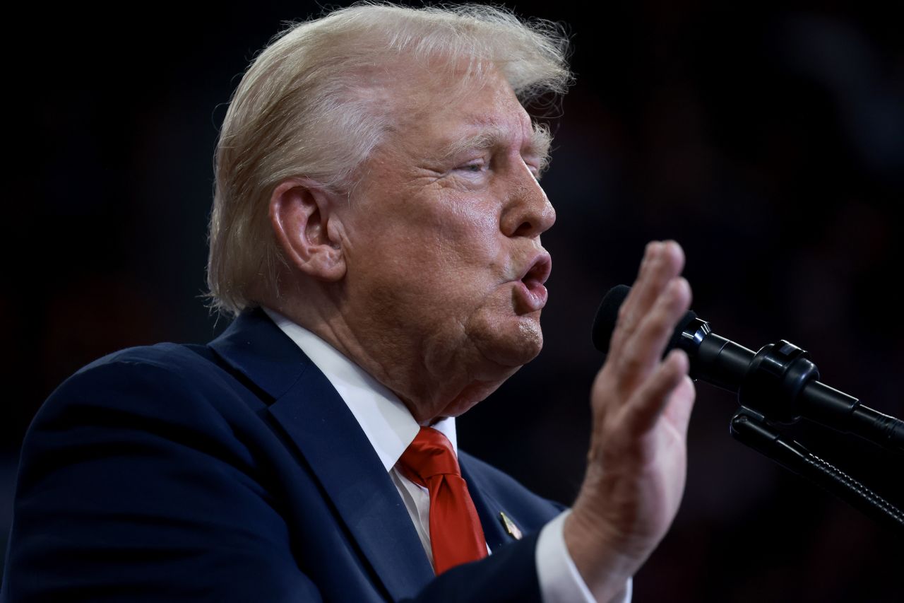 Former U.S. President Donald Trump speaks during a campaign rally on August 3, in Atlanta, Georgia.