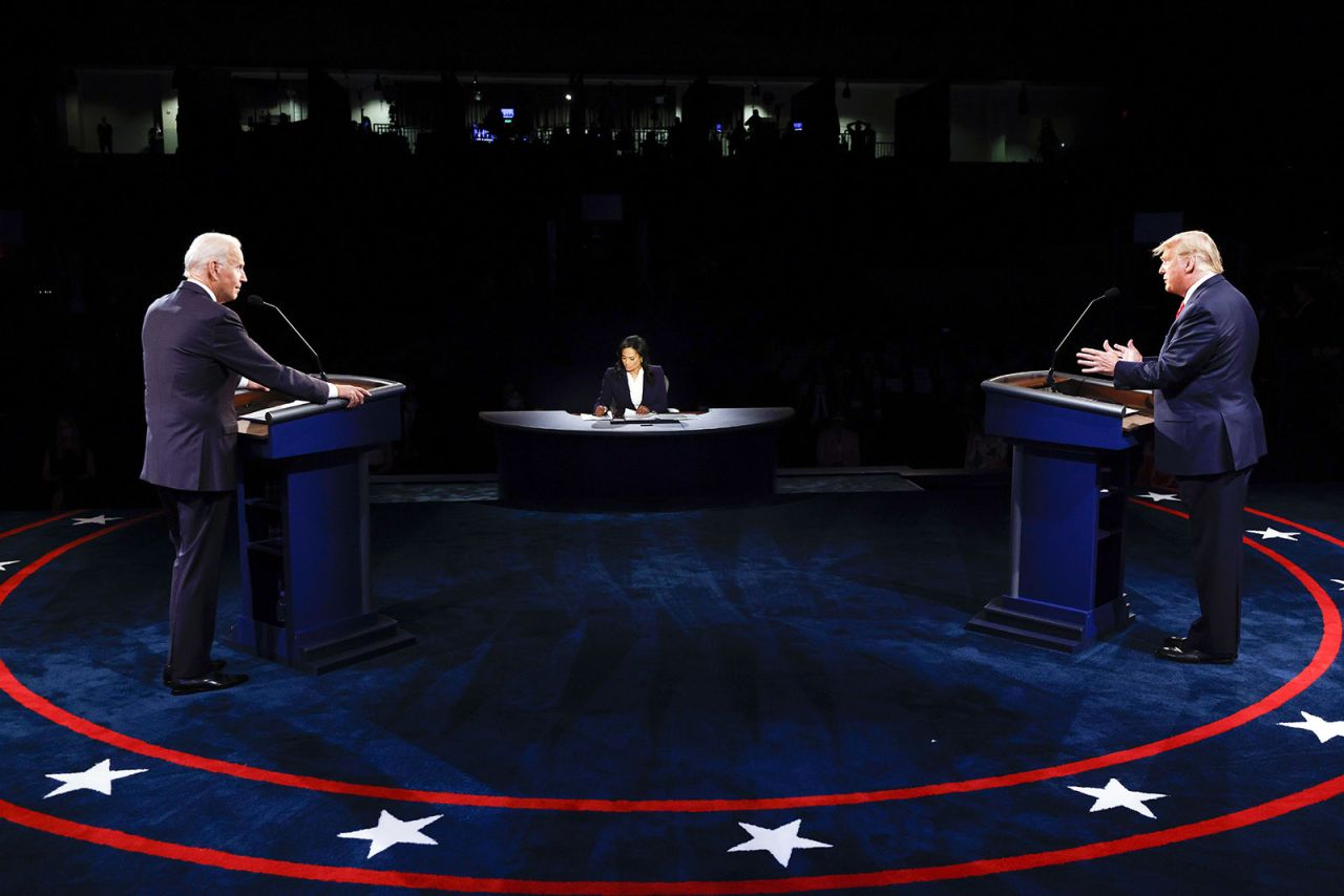 President Donald Trump and Democratic presidential candidate Joe Biden participate in the final presidential debate at Belmont University on Thursday in Nashville. 