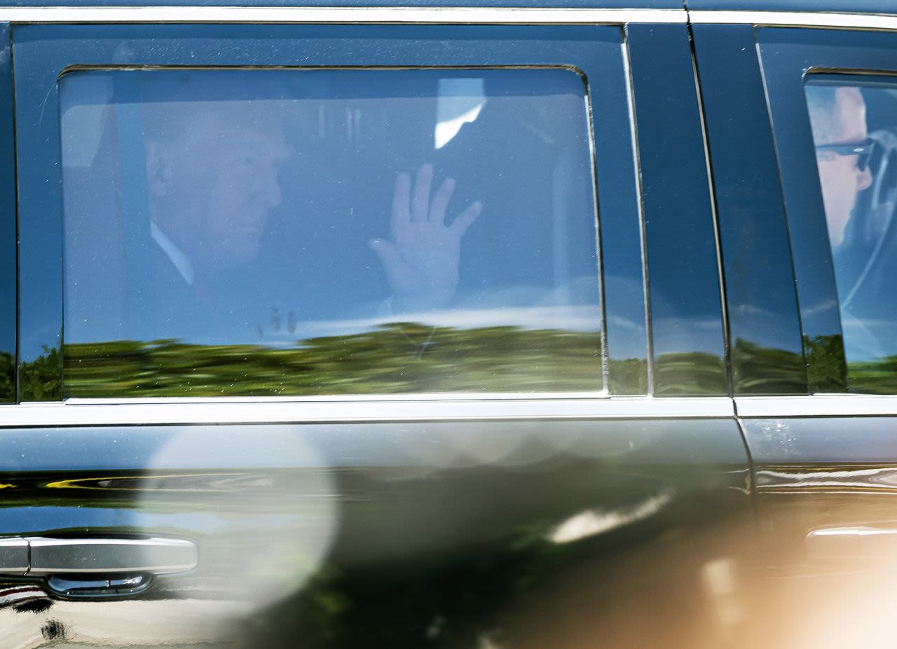Former President Donald Trump arrives at the Wilkie D. Ferguson Jr. federal courthouse in Miami on Tuesday, June 13. 