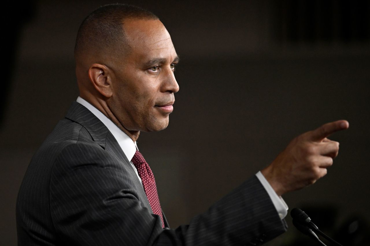 House Minority Leader Hakeem Jeffries speaks at his weekly press conference on Capitol Hill on July 11.