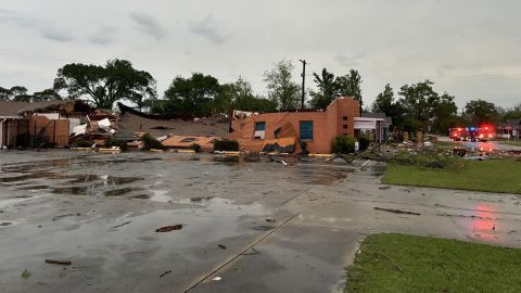 Storm damage in Port Arthur, Texas, Wednesday morning.