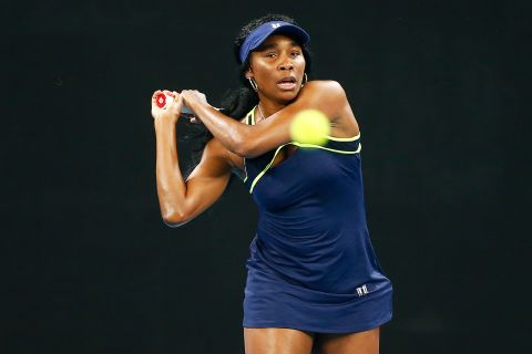 Venus Williams practices ahead of the 2020 Australian Open at Melbourne Park on January 16, in Melbourne, Australia.