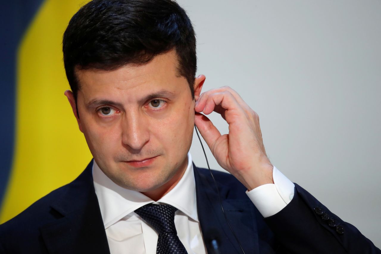 Ukrainian President Volodymyr Zelensky in Paris on December 9, 2019.