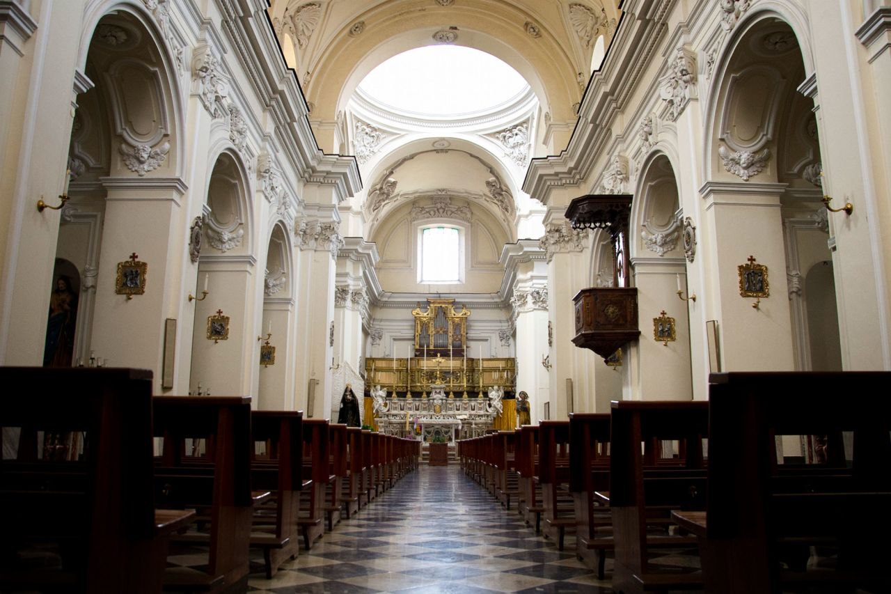 MADDALONI, CASERTA, ITALY - 2020/05/03: Church of San Francesco D'Assisi in Maddaloni is closed on M