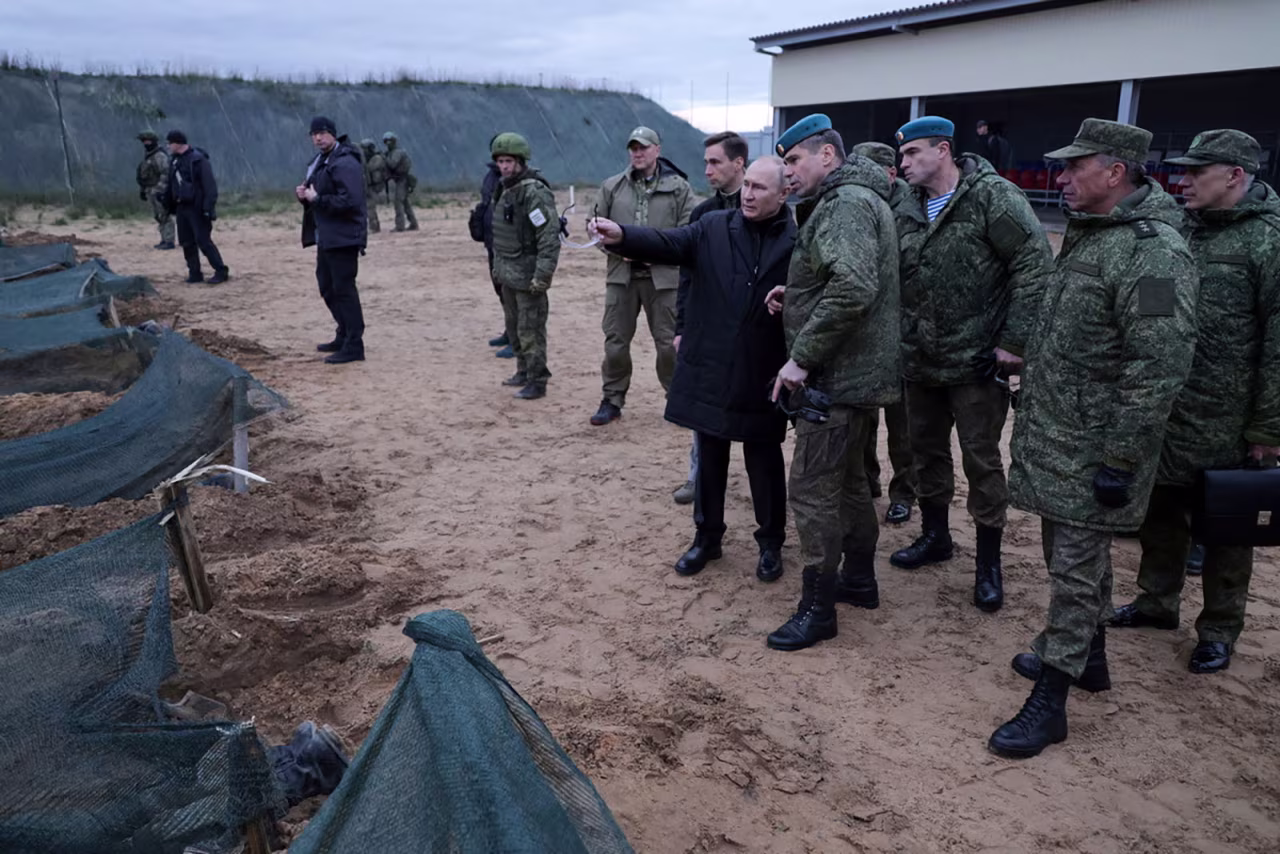 Russian President Vladimir Putin visits a training ground in the western Ryazan region of Russia, on October 20. 