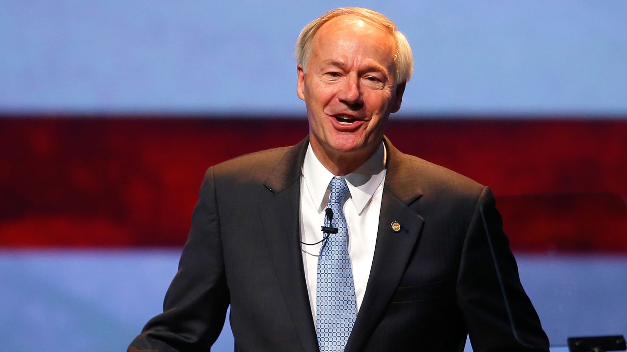 Arkansas Gov. Asa Hutchinson speaks in Hope, Arkansas, on May 5, 2015.