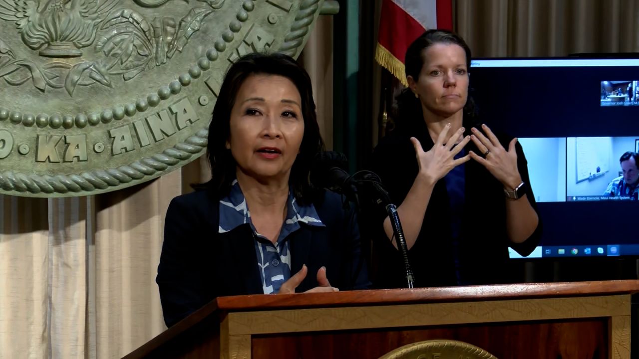 Hawaii Lt. Gov. Sylvia Luke speaks at a press conference on Wednesday.