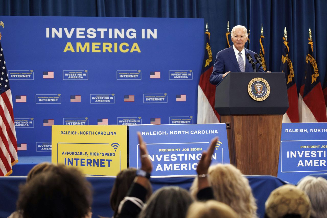President Joe Biden speaks at an event in Raleigh, North Carolina, on January 18.
