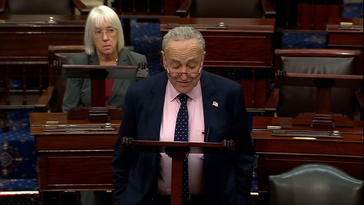 Schumer speaks from the Senate floor. 