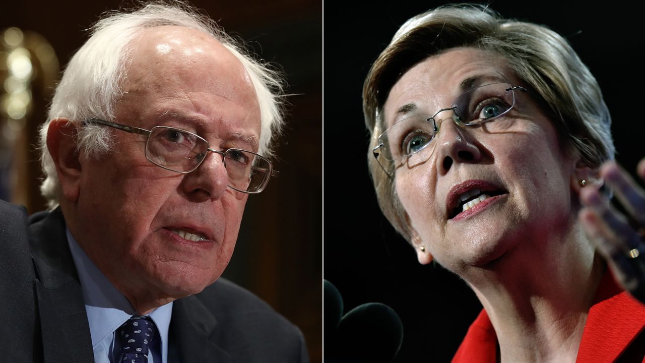 Bernie Sanders (L) and Elizabeth Warren (R)