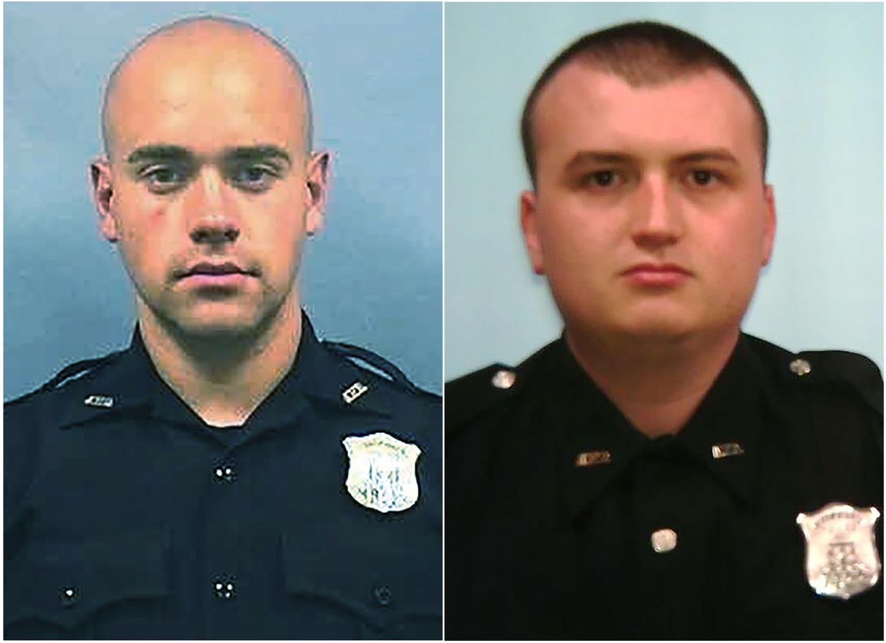 Atlanta Police Department Officer Garrett Rolfe, left and Officer Devin Brosnan. Rolfe, who fatally shot Rayshard Brooks in the back after the fleeing man pointed a stun gun in his direction, was charged with felony murder and 10 other charges. 