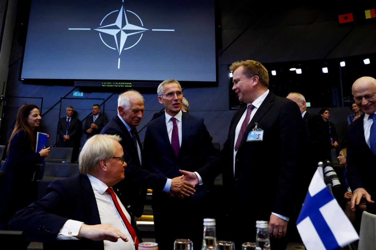 NATO Secretary General Jens Stoltenberg meets with foreign ministers at the NATO headquarters in Brussels on October 13.