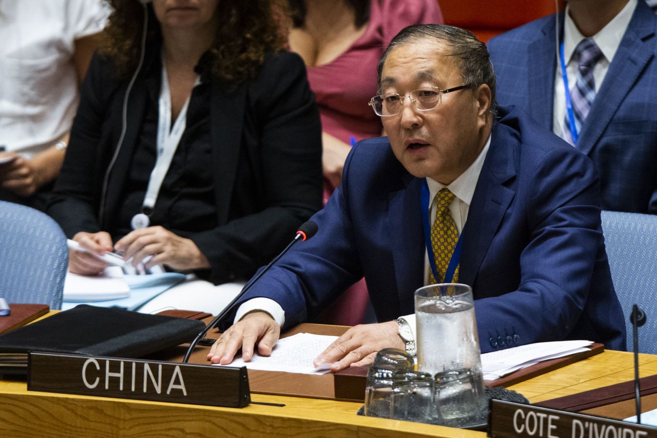  Zhang Jun, Permanent Representative of China to the United Nations during a UN Security Council meeting August 20, 2019.