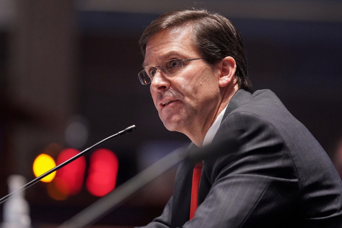 Secretary of Defense Mark Esper testifies during a House Armed Services Committee hearing on July 9 in Washington, DC.